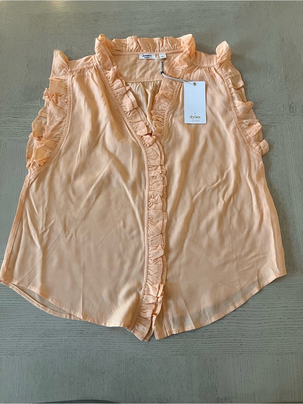 dylan Peach Ruffle-Trim Sleeveless Button Down Blouse